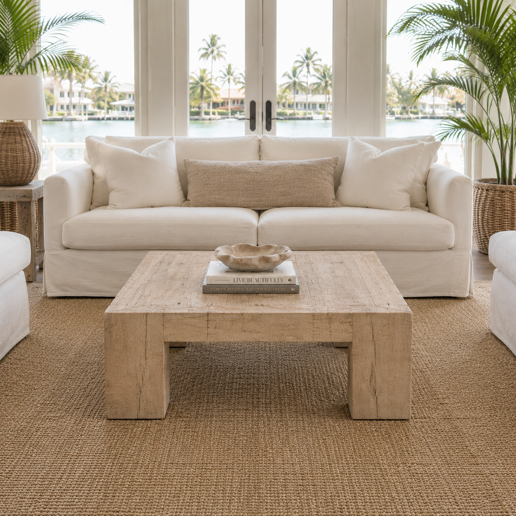 Recycled Bleach Teak Coffee Table 31" Square