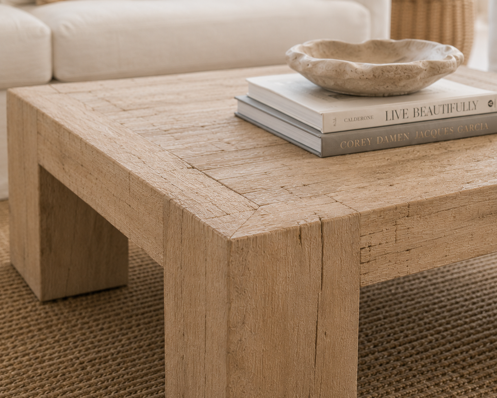 Recycled Bleach Teak Coffee Table 31" Square