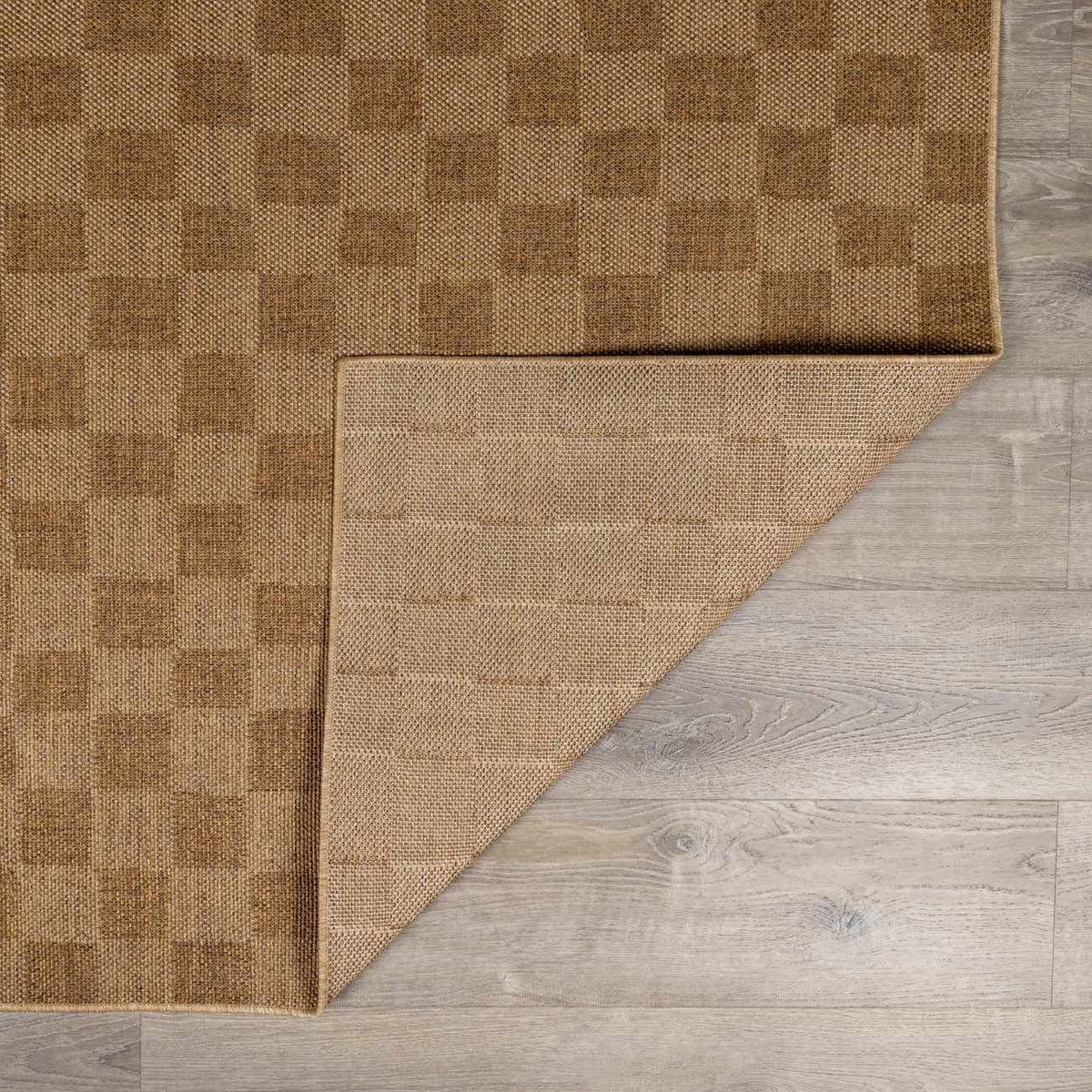 Kuval Checkered Brown Outdoor Rug