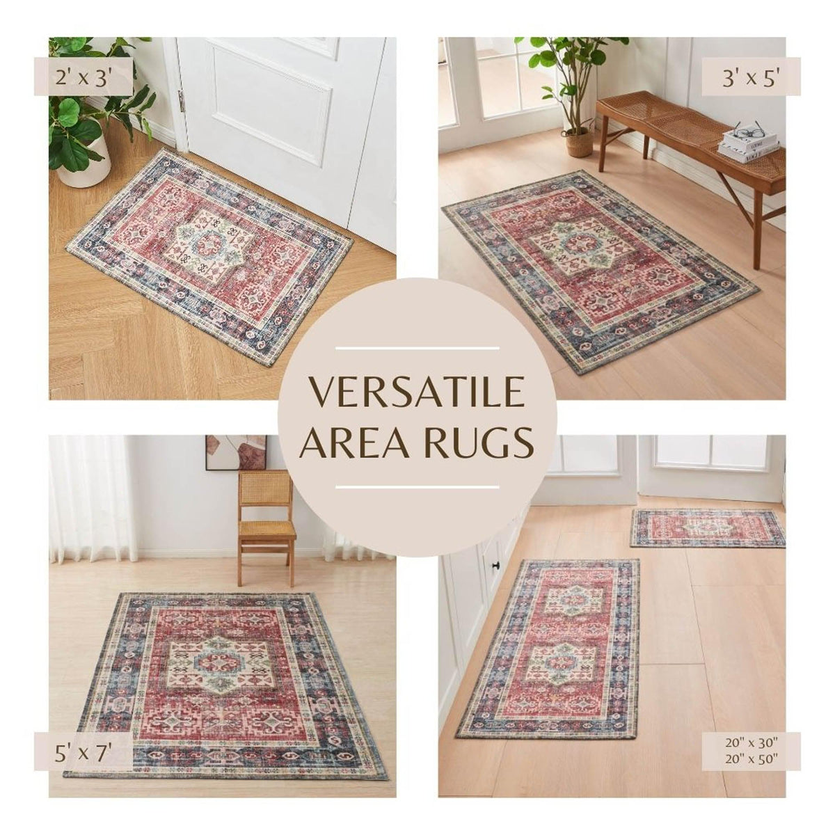 Medallion Machine Washable Accent Runner 2'4" x 7' - Nava Collection