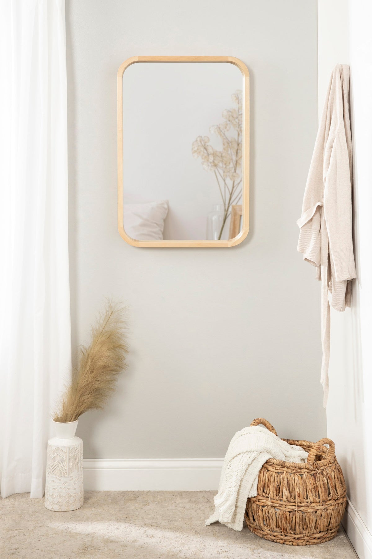 Hutton Wood Framed Radius Rectangle Mirror