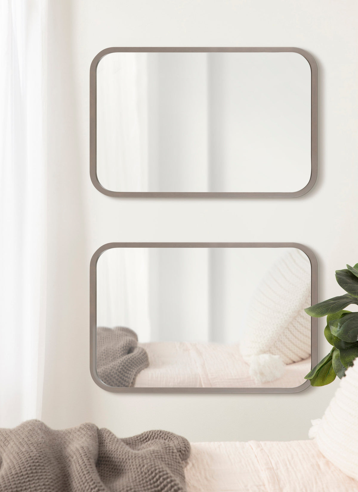 Hutton Wood Framed Radius Rectangle Mirror